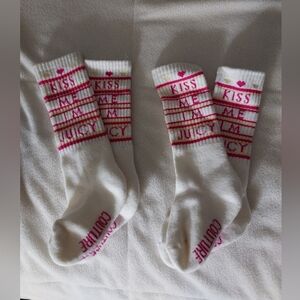 JUICY COUTURE Baby Girls 2 Pairs Knee High Socks Unknown Size NWOT